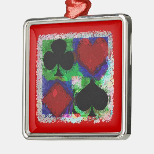 カードスーツのデザインのオーナメントを遊ぶこと メタルオーナメント (左)