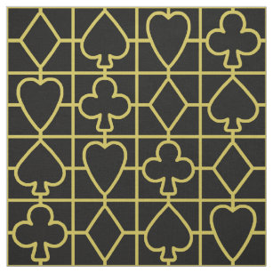 カードスーツのベガスのカジノの黒の金ゴールドを遊ぶトランプのポーカー ファブリック