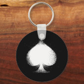 カードスーツスペード白グランジ- キーホルダー (正面)