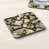 カードスーツ記号パターン – 黒、真珠、金ゴールド コースター (左側)