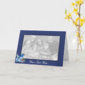 カードテンプレート-アオカケスのボーダー カード (黄色い花)