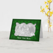 カードテンプレート – 聖パトリックの日4つの葉クローバー カード (黄色い花)