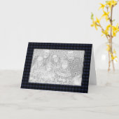 カードテンプレート – 青と黒の格子縁ど板 カード (黄色い花)