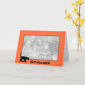 カードテンプレート-黒猫ハロウィン カード (黄色い花)