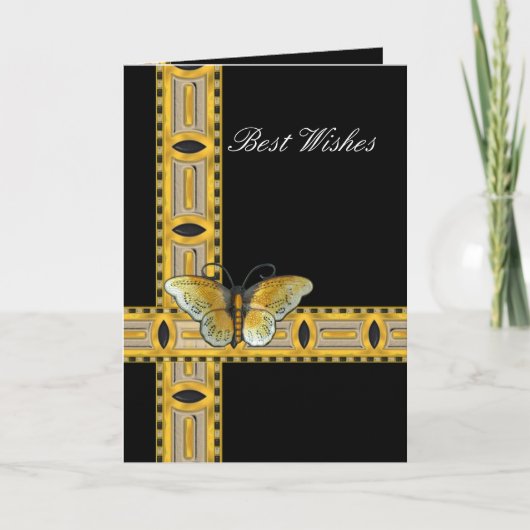 カードデコ金ゴールドバタフライ最高のウィズ誕生日 カード (正面)