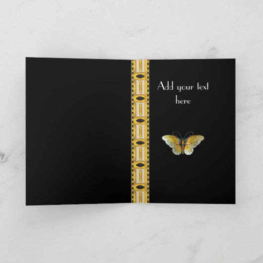 カードデコ金ゴールドバタフライ最高のウィズ誕生日 カード (内部)