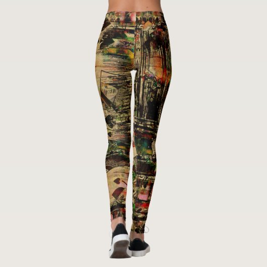 カードデジタル芸術を遊ぶ抽象的なヴィンテージ レギンス (裏面)