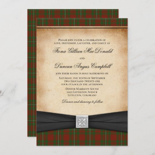 カードニーのマクレガータータンチェック結婚式招待状 招待状 (正面/裏面)