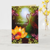 カードハッピーアニバーサリーバード金ゴールドフレームフローラ カード (黄色い花)