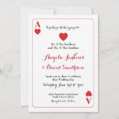 カードパーティーの招待を遊ぶハートの結婚式のエース 招待状 (正面)