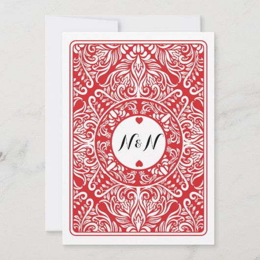 カードパーティーの招待を遊ぶハートの結婚式のエース 招待状 (裏面)