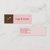 カードピンクの茶色の抱擁キスの顔文字メッセージをもてあそんで下さい スキニー名刺 (正面/裏面)
