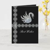 カードブラックレースダイヤモンド最高のスワンウィズ誕生日 カード (黄色い花)