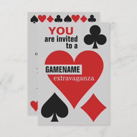 カードプレーヤーのカスタムの招待状 招待状 (正面/裏面)