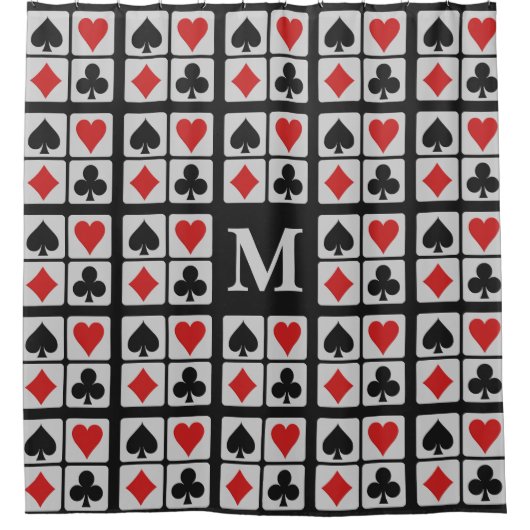 カードプレーヤーカスタムモノグラムシャワーカーテン シャワーカーテン (正面)