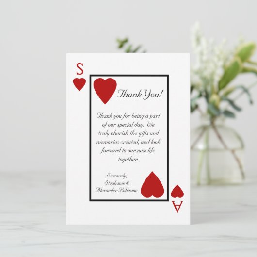 カードベガスのカスタムな遊ぶ結婚式はノート感謝していしています サンキューカード (スタンド正面)