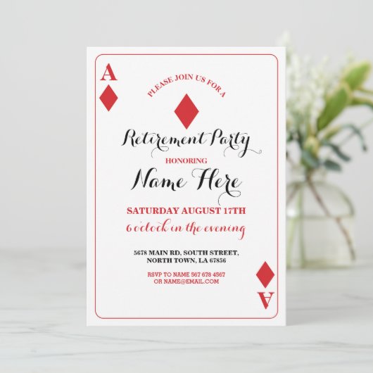 カードベガスの招待を遊ぶ退職パーティーのダイヤモンド 招待状 (スタンド正面)