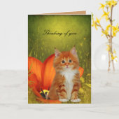 カードホワイトキャットキッ考えトの花「お気に入り」 カード (黄色い花)