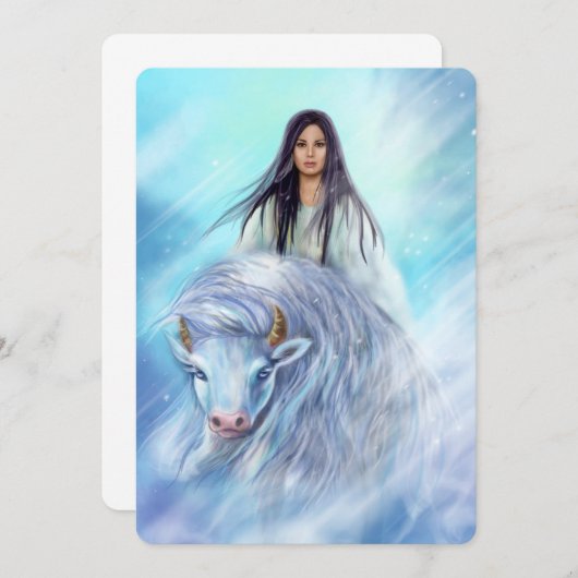 カードホワイトバッファローカーフウーマン サンキューカード (正面/裏面)