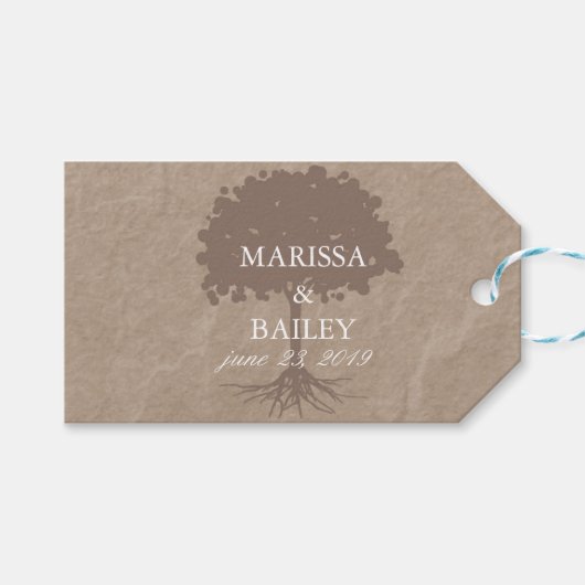 カードボーダンドツリー結婚の感謝のラベル ギフトタグ (正面(横))