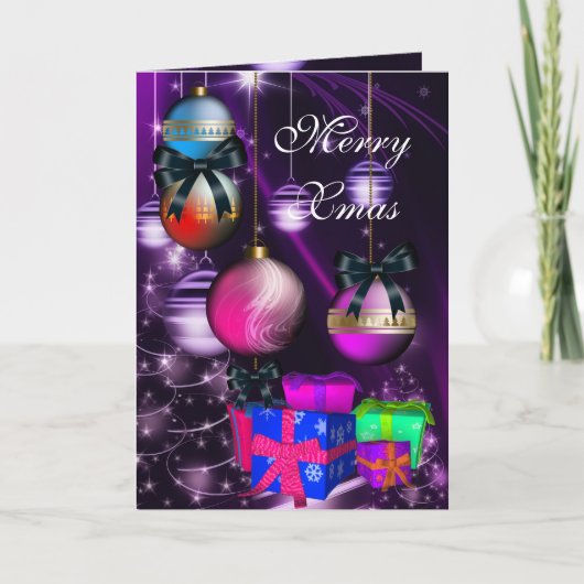 カードメリークリスマスギフトボックスクリスマスボール シーズンカード (正面)