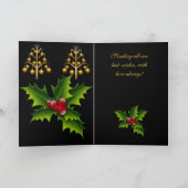 カードメリークリスマスグリーンブラックレッドホリークリスマス シーズンカード (内部)