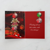 カードメリークリスマスレッドグリーンクリスマスベルズボール シーズンカード (内部)