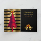 カードメリークリスマスレッドブラック金ゴールドストライプクリスマス シーズンカード (内部)