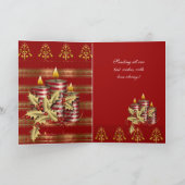 カードメリークリスマスレッド金ゴールドクリスマスキャンドル シーズンカード (内部)