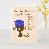 カード卒業8年生クール猫 カード (黄色い花)