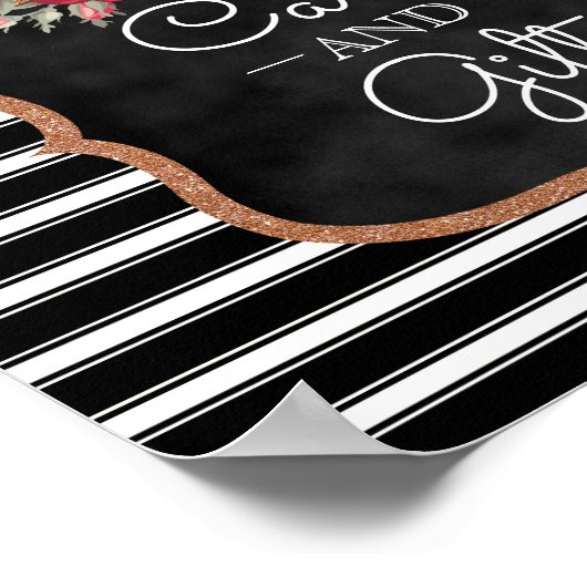 カード及び結婚ギフトの標識 |黒板バラ ポスター (角)