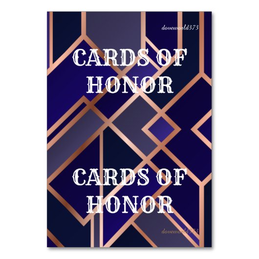 カード名誉のゲーム テーブルナンバー (正面)