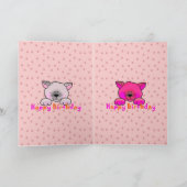 カード子供の女の子のハッピーバースデー猫2 カード (内部)