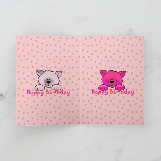 カード子供の女の子のハッピーバースデー猫2 カード (内部)