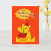 カード子供の男の子のハッピーバースデーくまのケーキ1 カード (黄色い花)