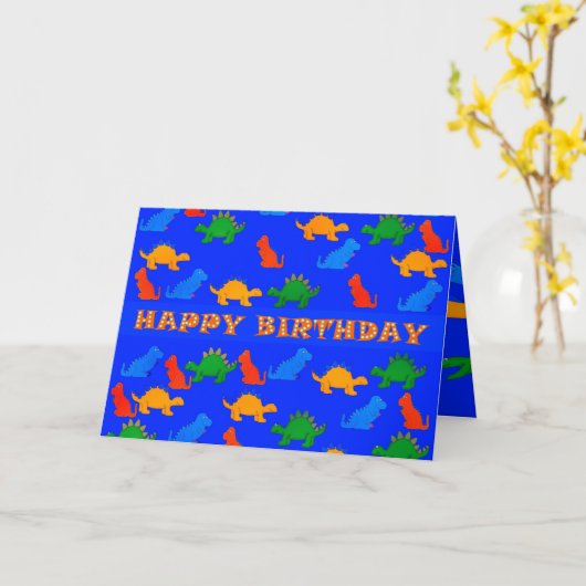 カード子供の男の子のハッピーバースデーの恐竜 カード (黄色い花)