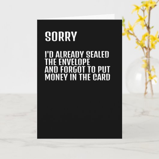 カード忘れのユーモアにお金を入れてごめんなさい カード (黄色い花)