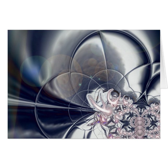 カード抽象芸術アートシルバーとピンクパール (正面横)