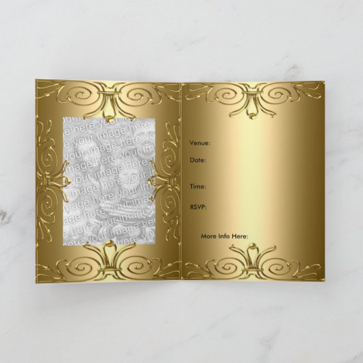 カード招待状 50周年結婚記念日 アールデコ 招待状 (内部)