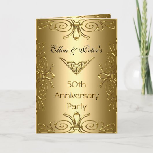 カード招待状 50周年 結婚記念日 アートデコ 招待状 (正面)