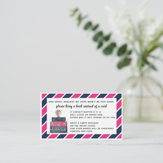 カード挿入物海軍ピンクの代りの旅行テーマの本 エンクロージャーカード (スタンド正面)