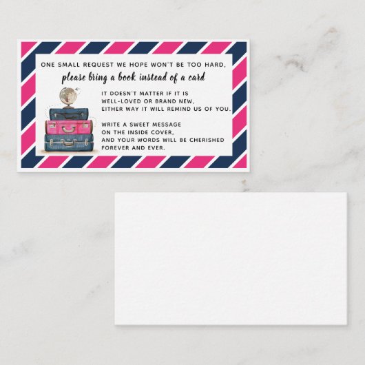 カード挿入物海軍ピンクの代りの旅行テーマの本 エンクロージャーカード (正面/裏面)