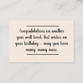 カード挿入 – 誕生日メッセージ – A Life Well Lived 名刺 (裏面)