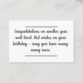 カード挿入 – 誕生日メッセージ – A Life Well Lived 名刺