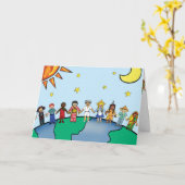 カード新しい世界の挨拶の子供 カード (黄色い花)