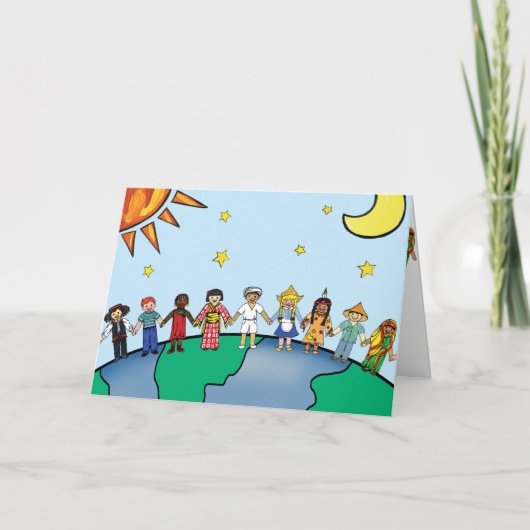 カード新しい世界の挨拶の子供 カード (正面)