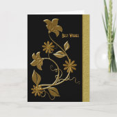 カード最高のウィズ誕生日ブラック金ゴールドフローラ カード (正面)