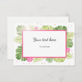 カード熱帯ピンクの金ゴールドのハワイのシュロの葉を挿入して下さい エンクロージャーカード (正面/裏面)