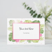 カード熱帯ピンクの金ゴールドのハワイのシュロの葉を挿入して下さい エンクロージャーカード (スタンド正面)