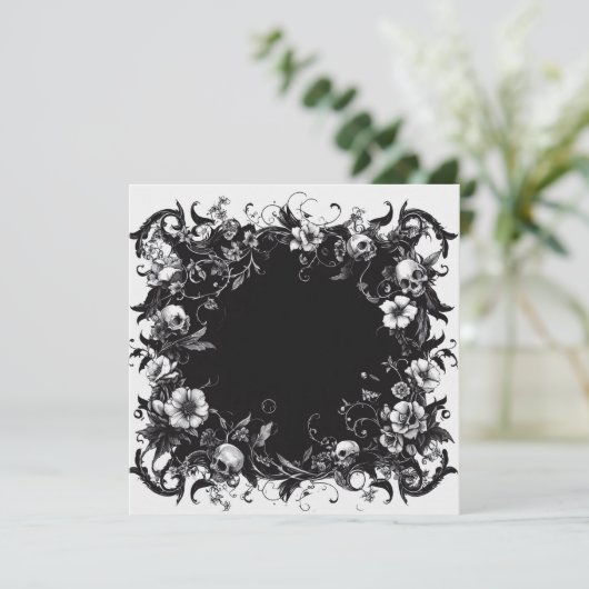 カード空白のの個人用設定 – 白黒テンプレート 招待状 (スタンド正面)